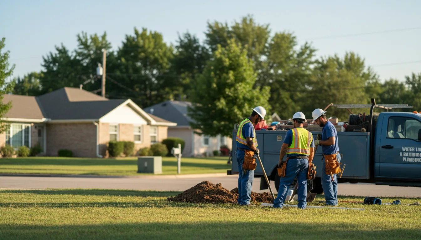Residential water line and bathroom plumbing service in North English, IA